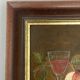 Oil panel monogram eg to identify still life fruits glass wine