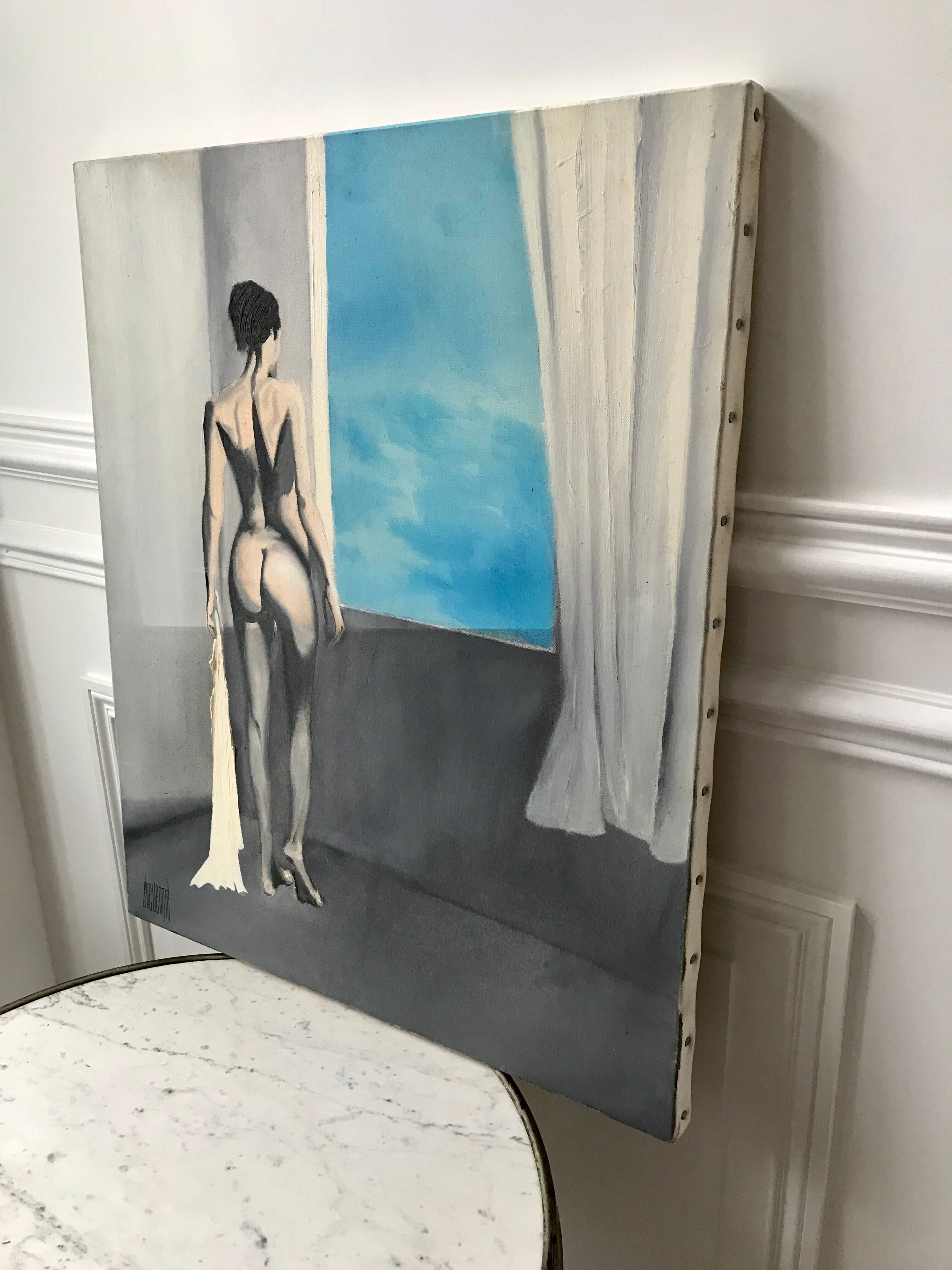 Oil on canvas vintage nude woman