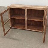 Glass sideboard in antique wood