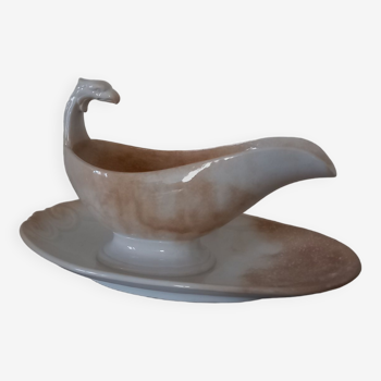 Gravy boat with eagle's head on frame Sarreguemines Utzschneider & Cie 19th century