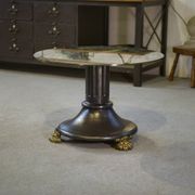 Table basse en fonte et verre églomisé néo-classique 1940’s