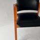 Chaise de bureau bois et Skaï noir 1980