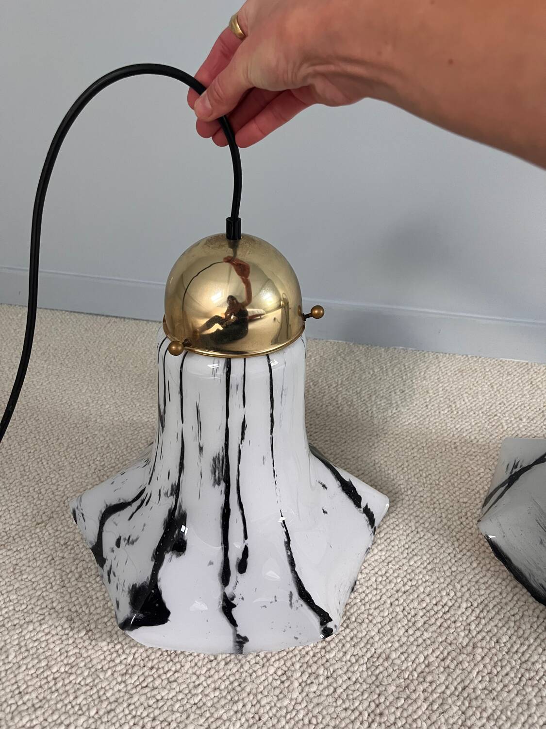 Glass pendant lights by Peill & Putzler, Petunia model 1970