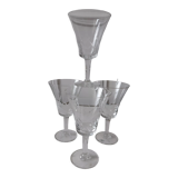 Set of 4 crystal wine glasses engraved 50-60s