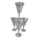 Set of 4 crystal wine glasses engraved 50-60s