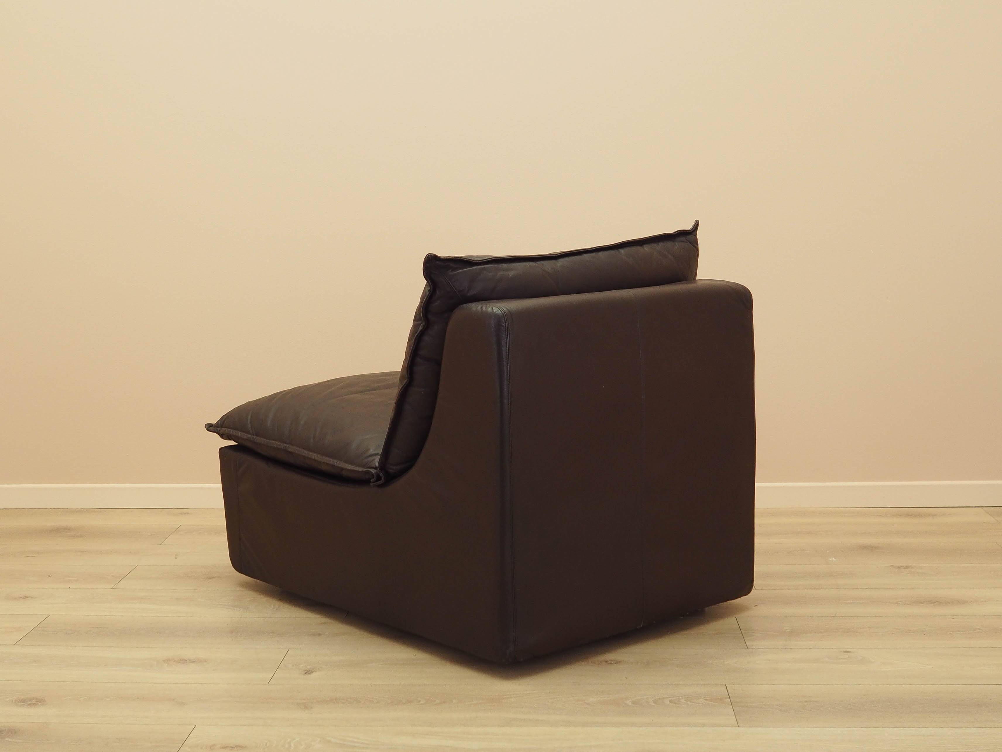 Brown leather armchair, Italian design, 1960s, production: Italy