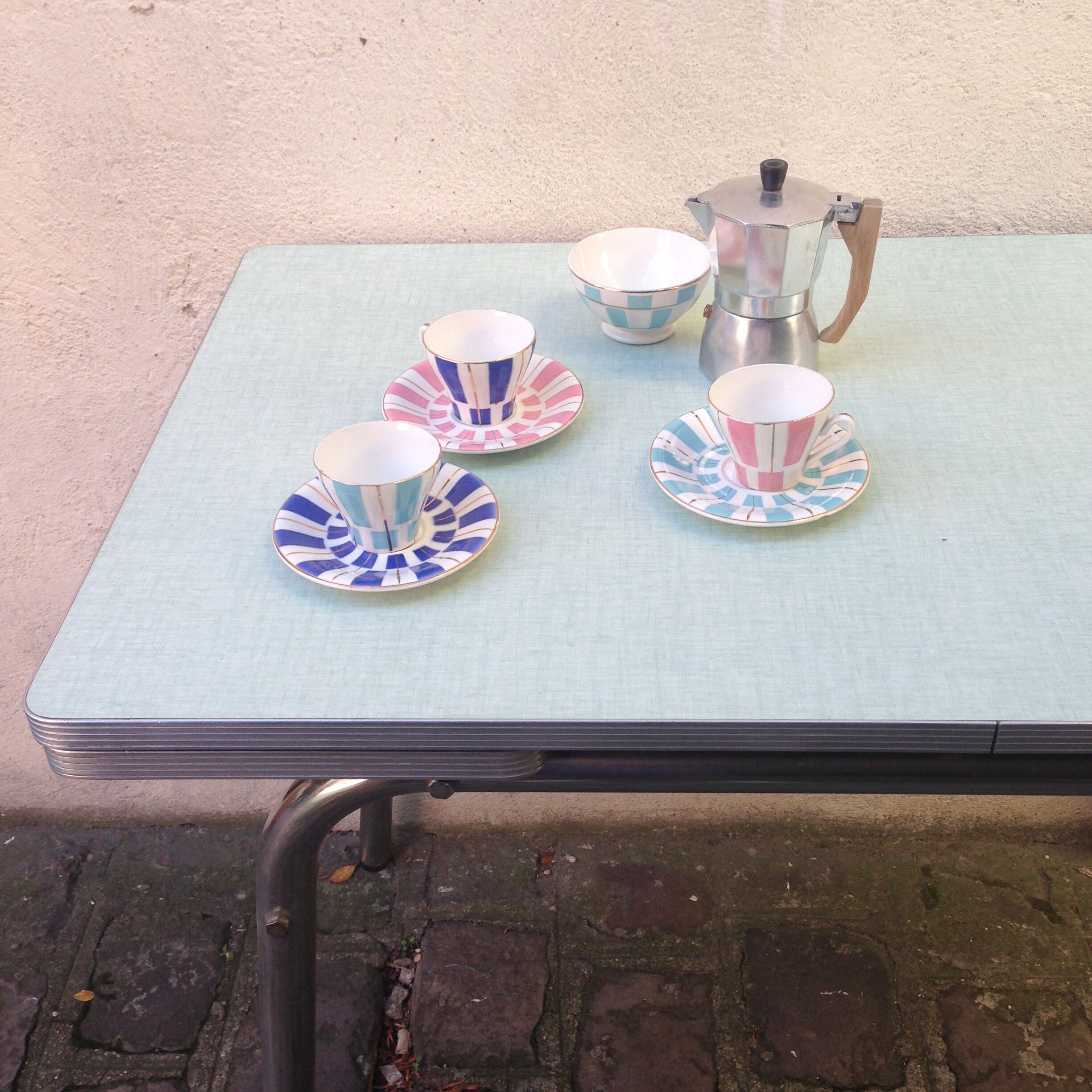 Mint green formica table