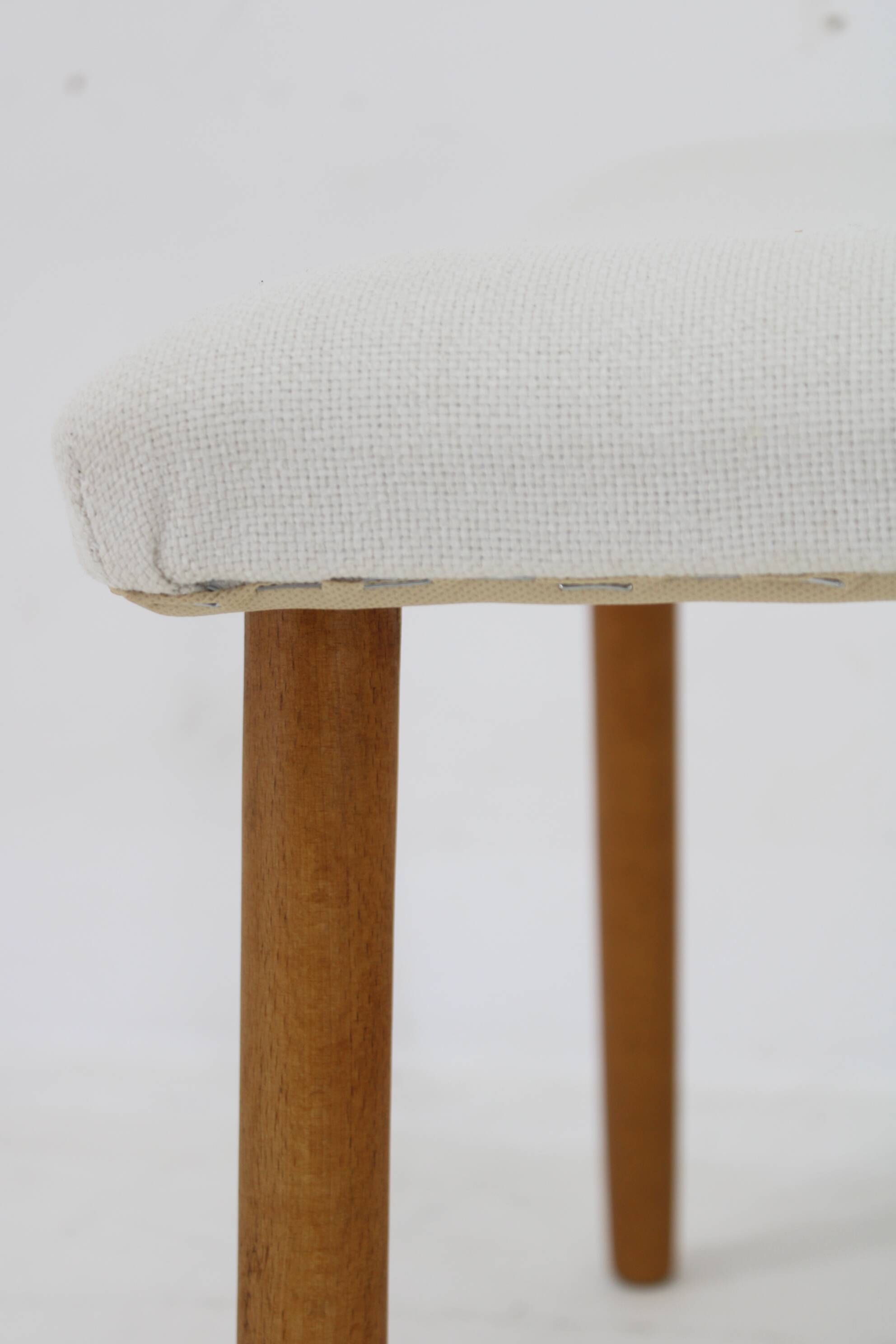 1960s Danish Beech Stool with Fabric