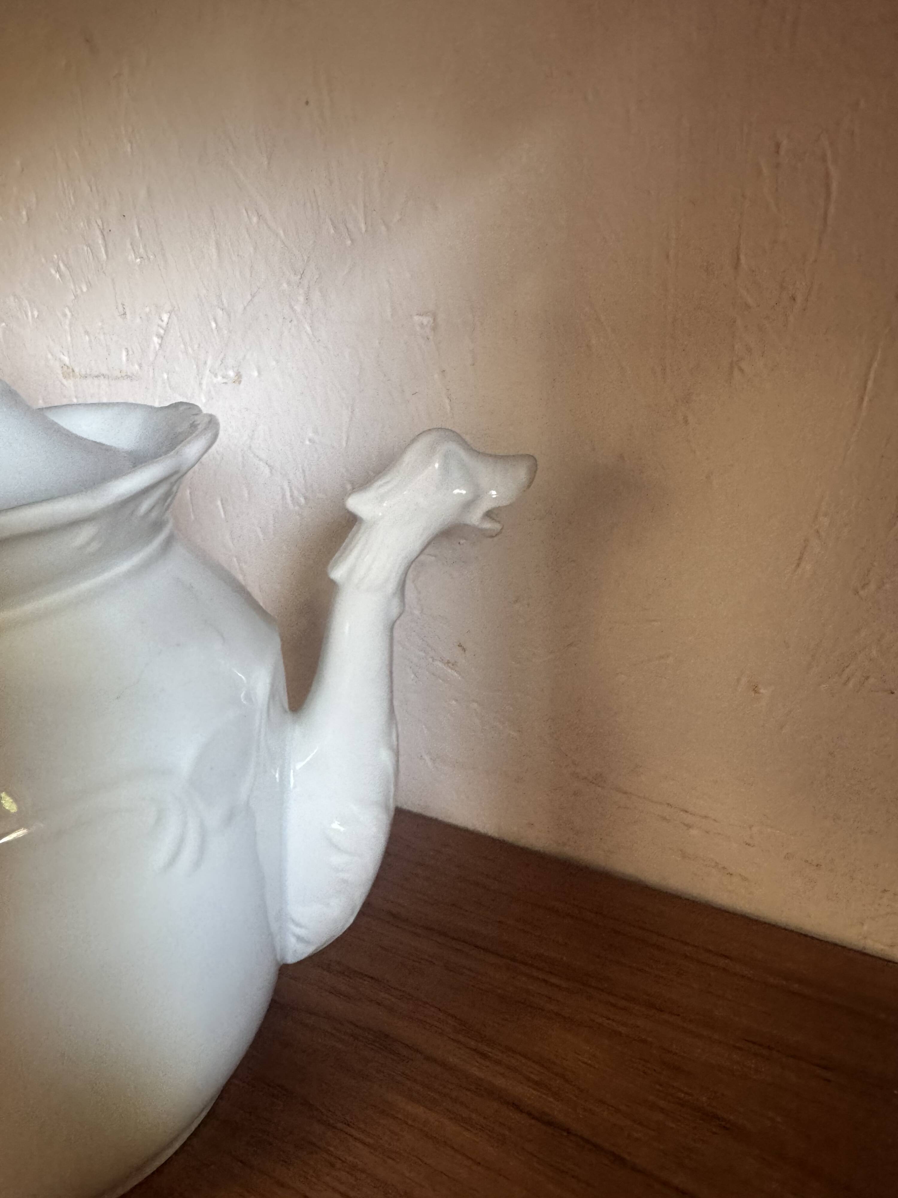 White ceramic teapot