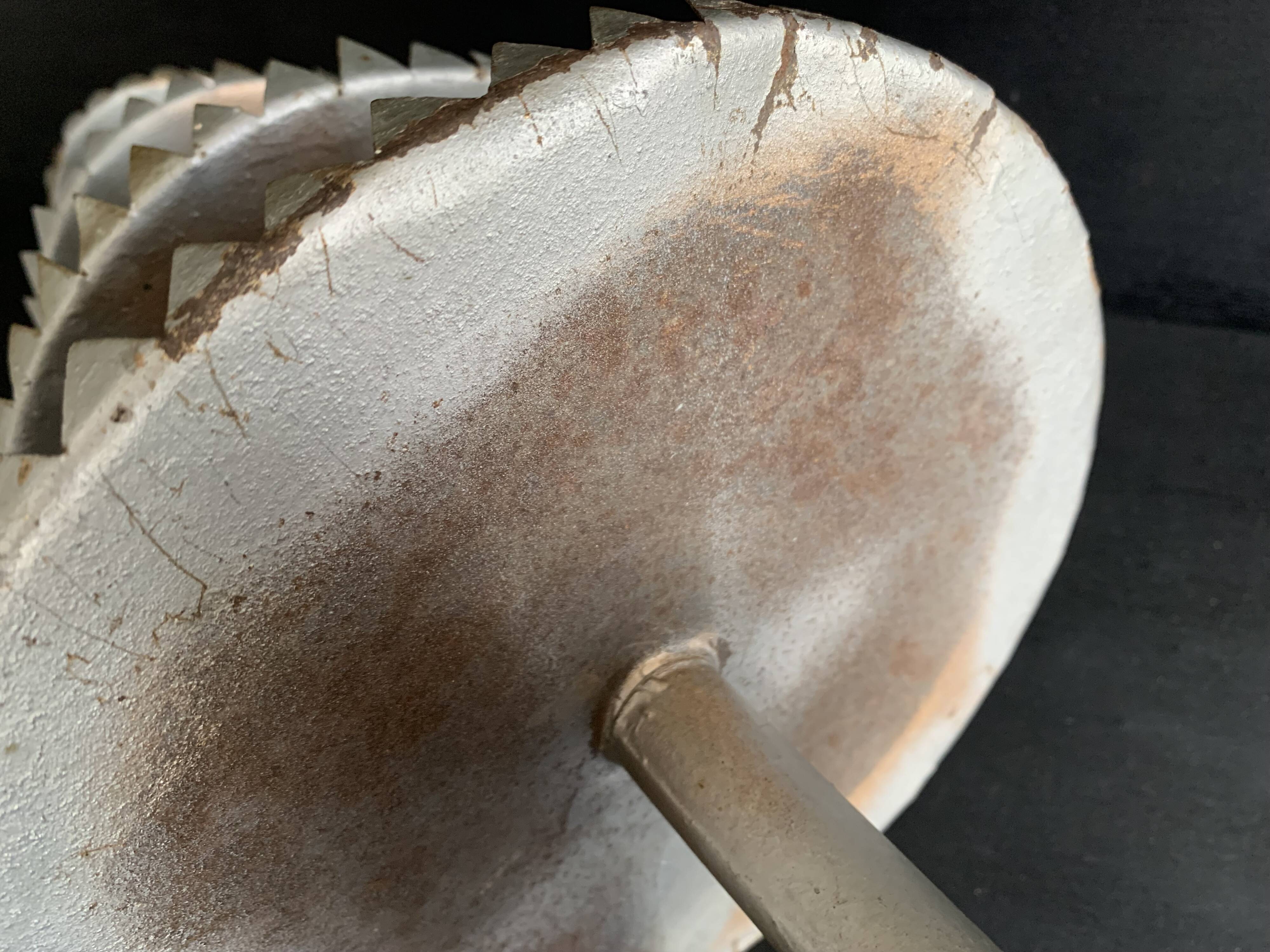 Large handmade sheet metal tiered display stand, 19th century