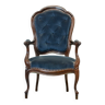 Fauteuil Louis Philippe en palissandre, garniture traditionnelle et dos capitonné