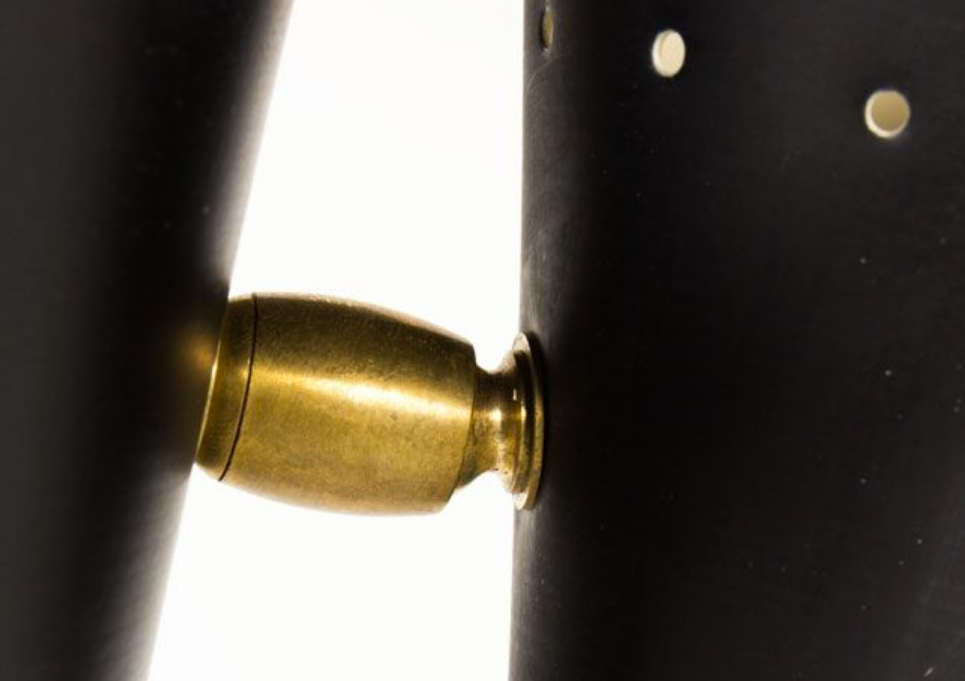 Pair of Italian chandeliers in brass and metal lacquered black