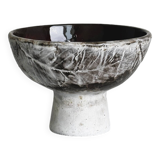 Textured ceramic footed bowl