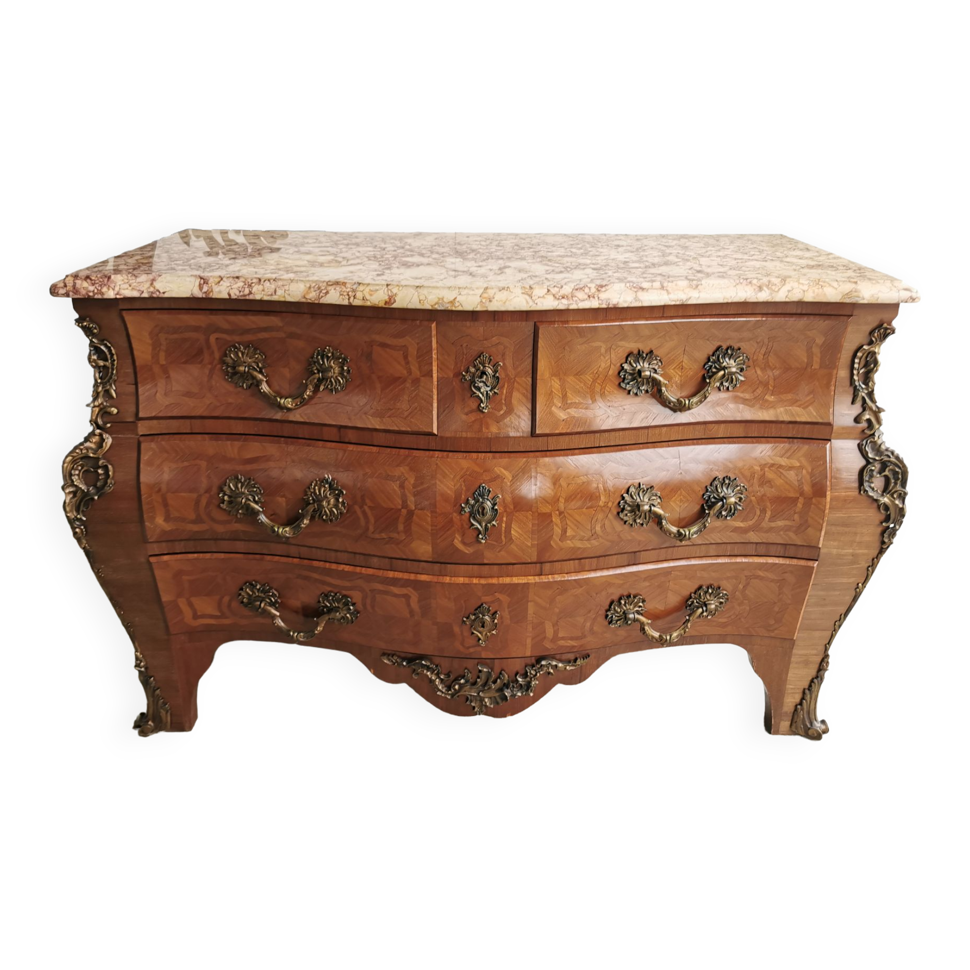 Chest of drawers tomb 1950's style louis xv inlaid