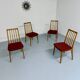 Set of 4 chairs in solid beech and vintage orange fabric, 70s design