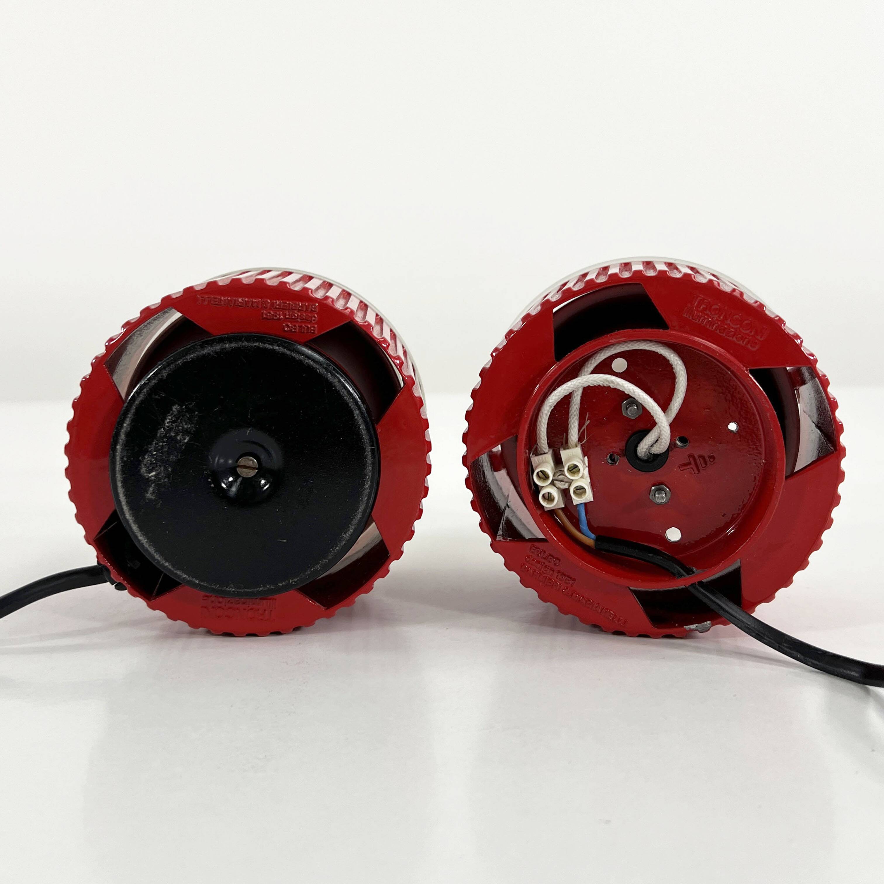 Pair of Red Bulbo Lamps by Barbieri & Marianelli for Tronconi, 1980