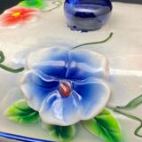 Ceramic butter dish with colored flowers
