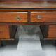 Old desk in cherry and green leather