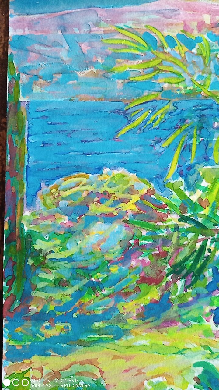 Pierre Lacroux (1909-1993) Gouache - 38,5 x 28cm - Cap Ferrat 79