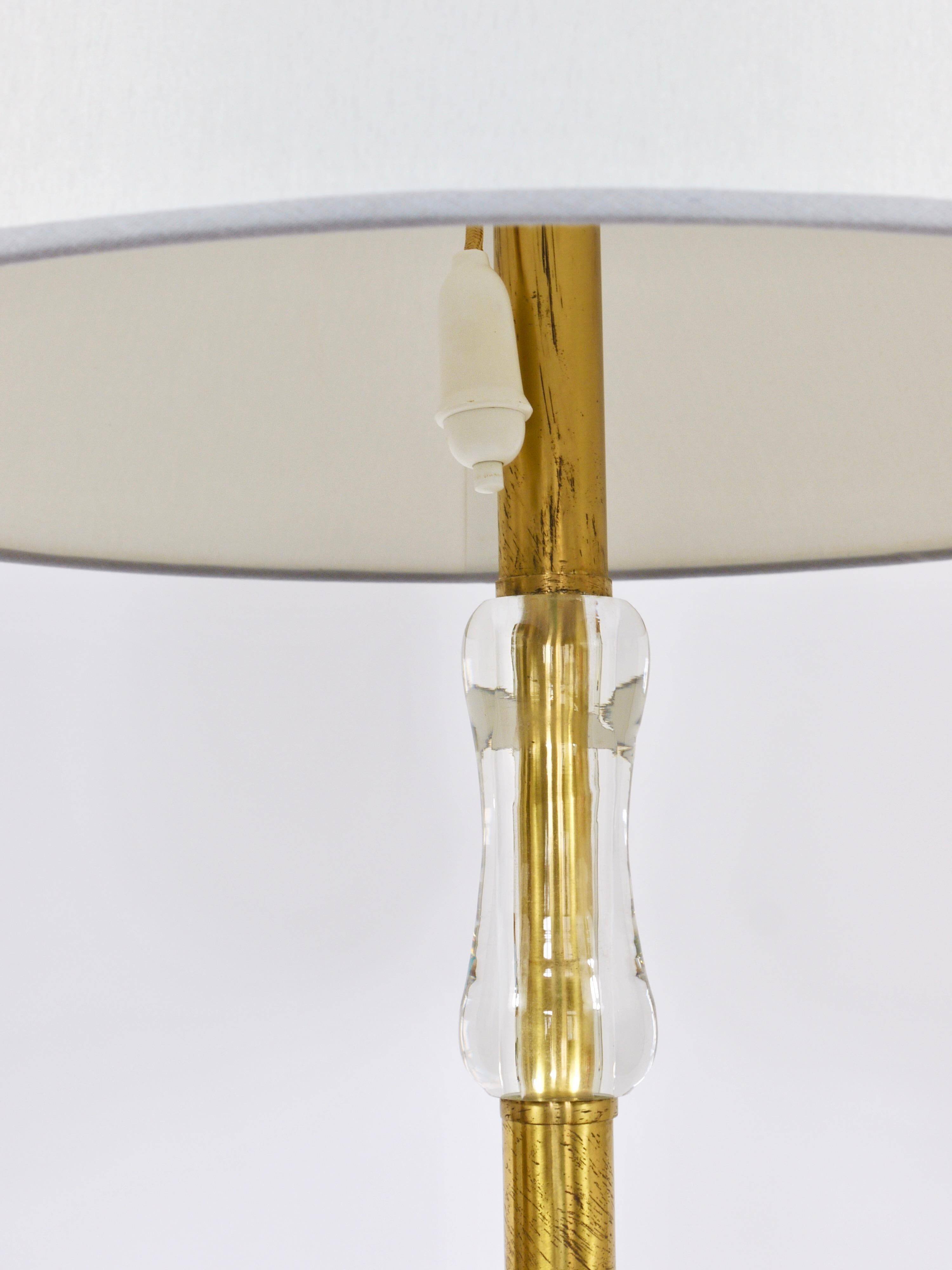 Bakalowits floor lamp from Vienna in solid brass with a glass handle, Austria, 1950s.