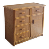 Vintage rattan chest of drawers