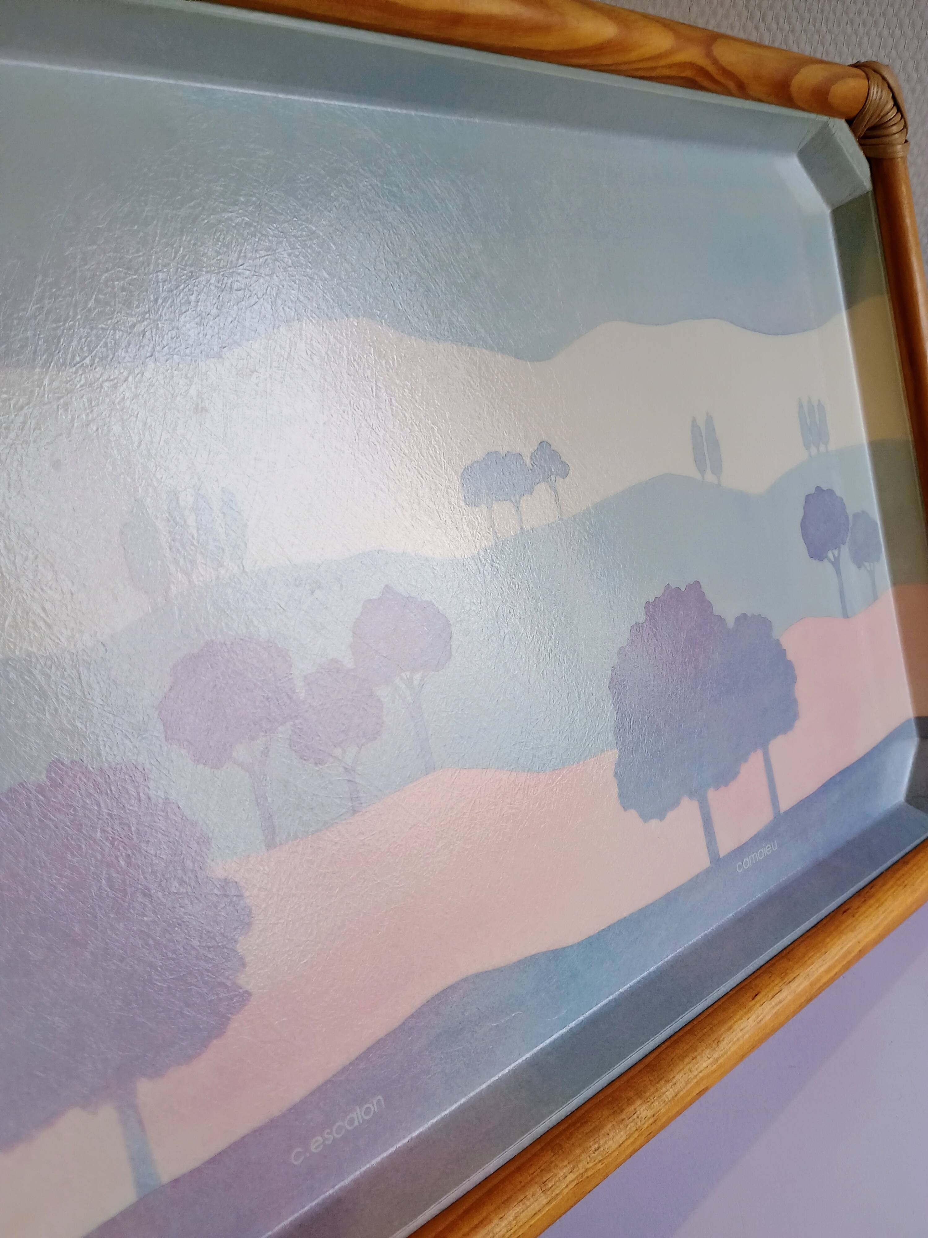 Rattan and fiberglass tray Catherine Escalon Camaieu