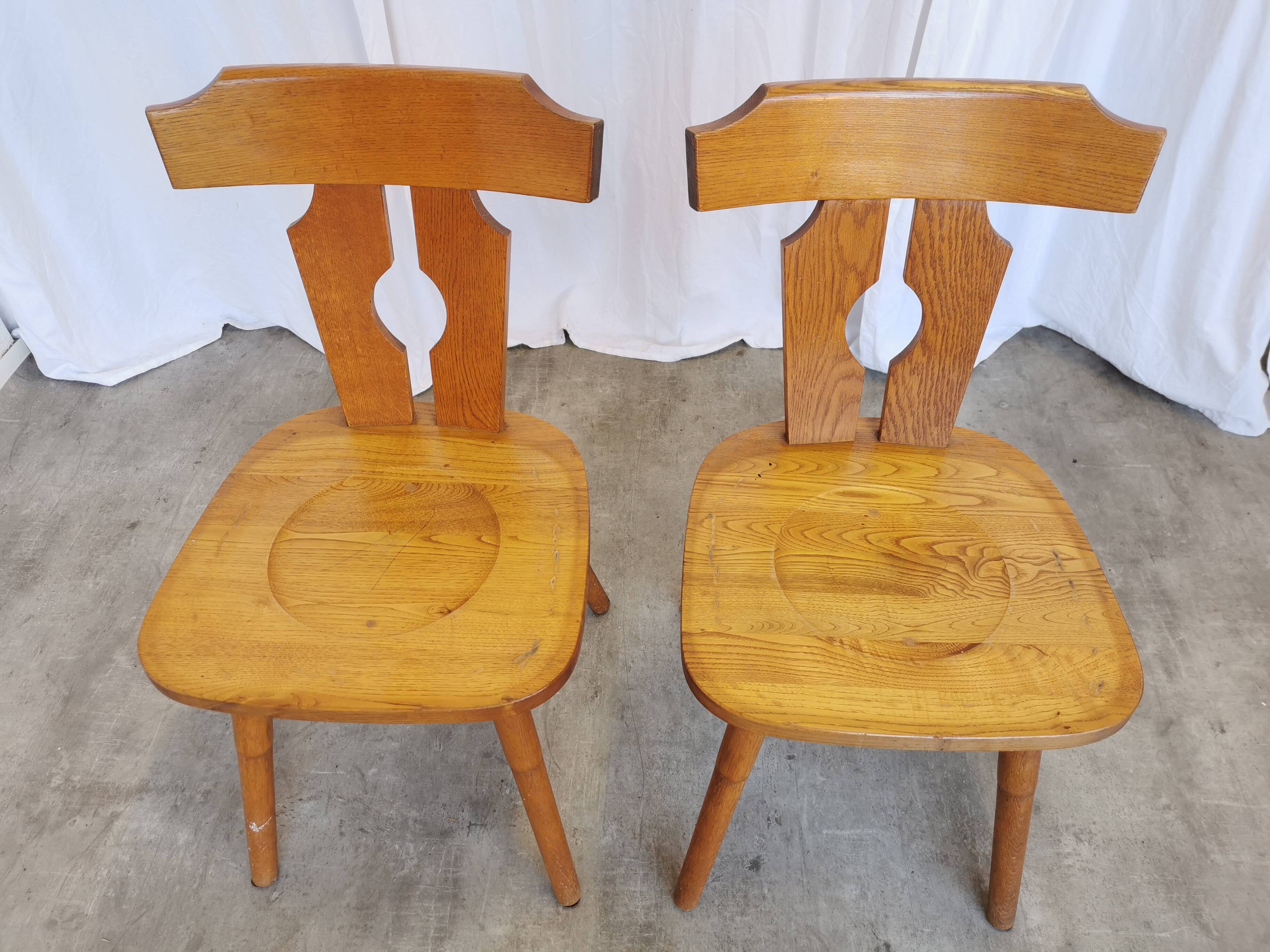 Set of 2 Vintage Wooden Tyrolean Dining Chairs by Ruko Sessel Alois Koller