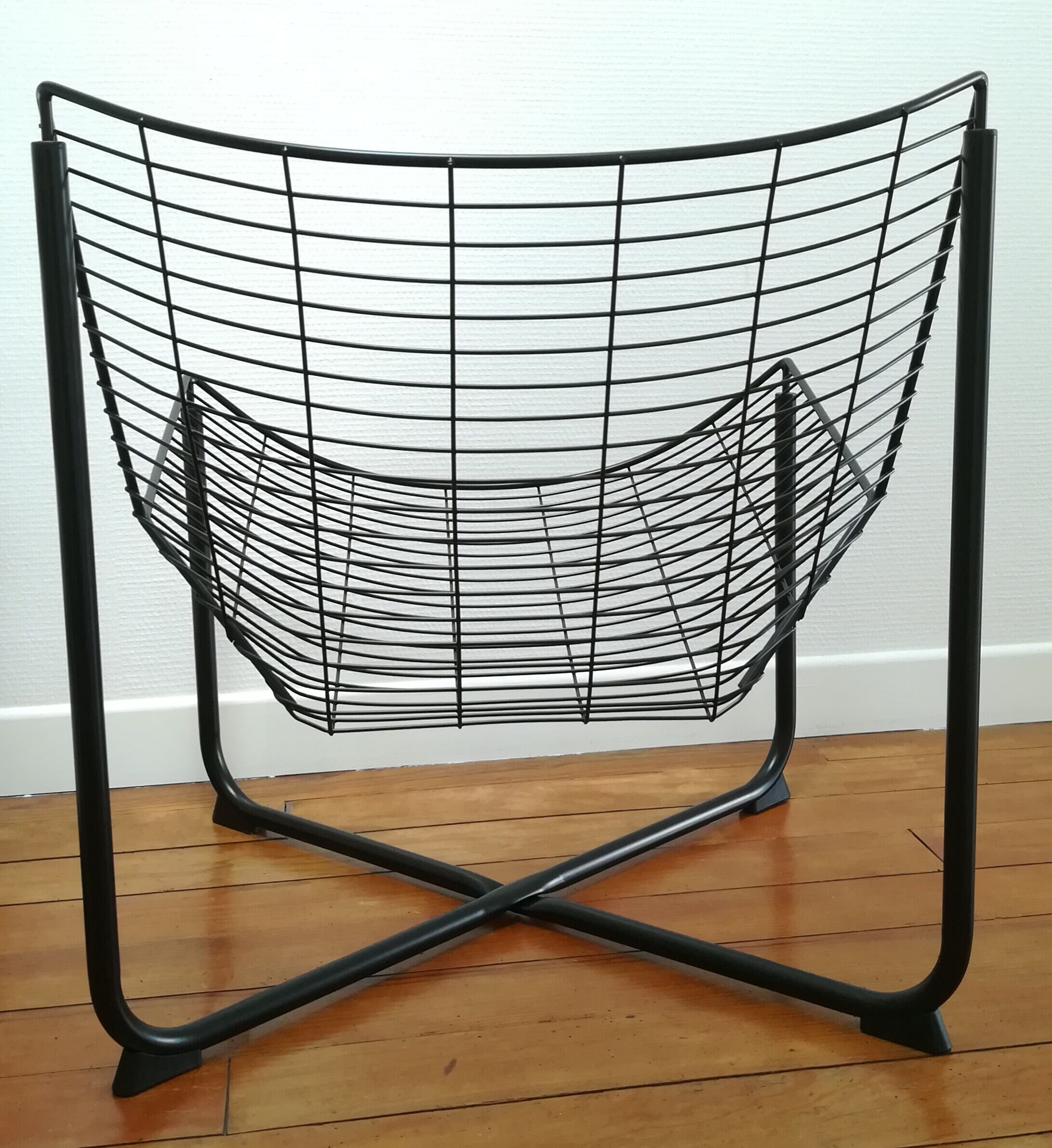 Black metal armchair design by Niels Gammelgard, new edition Ikea