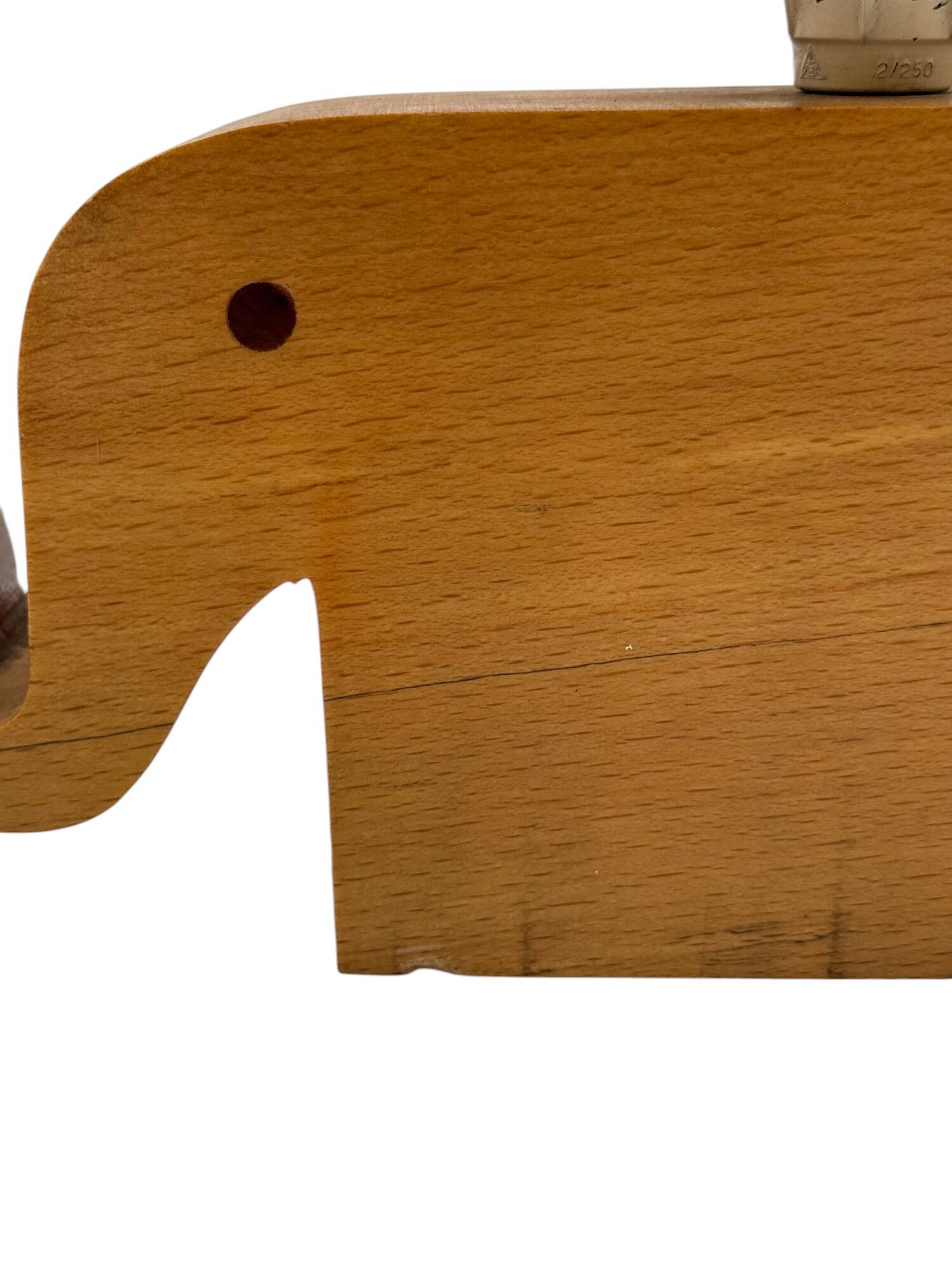 Mid century Modern wood elephant table lamp, Italy circa 1960s