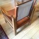 Safari armchair in wood and leather - 1950s style
