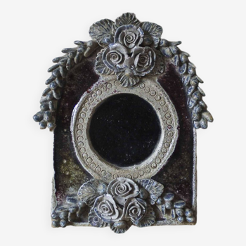 Miroir en céramique à décor de fleurs