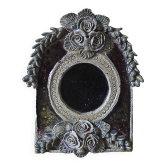 Miroir en céramique à décor de fleurs