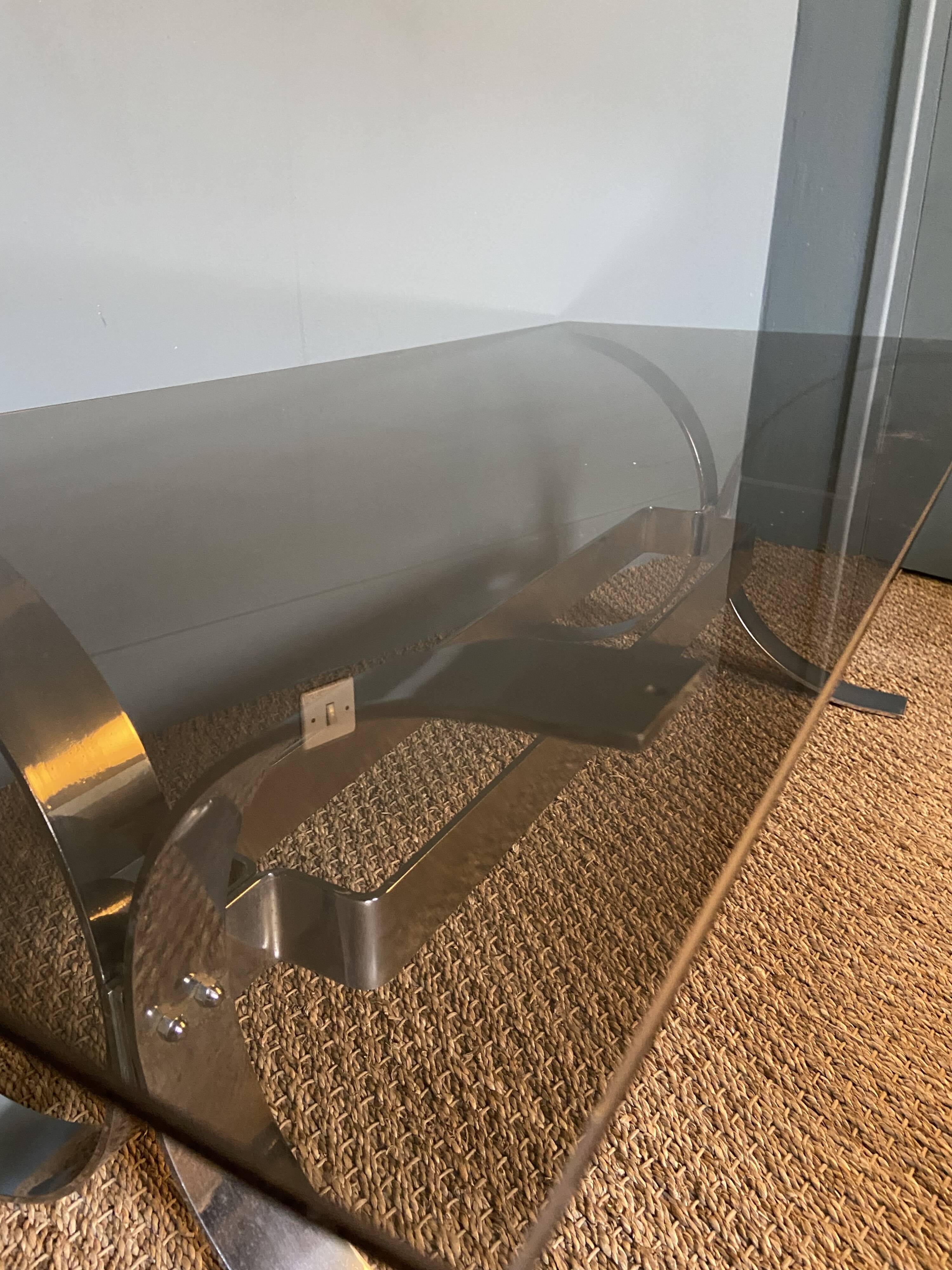 Chrome and smoked glass coffee table from the 70s
