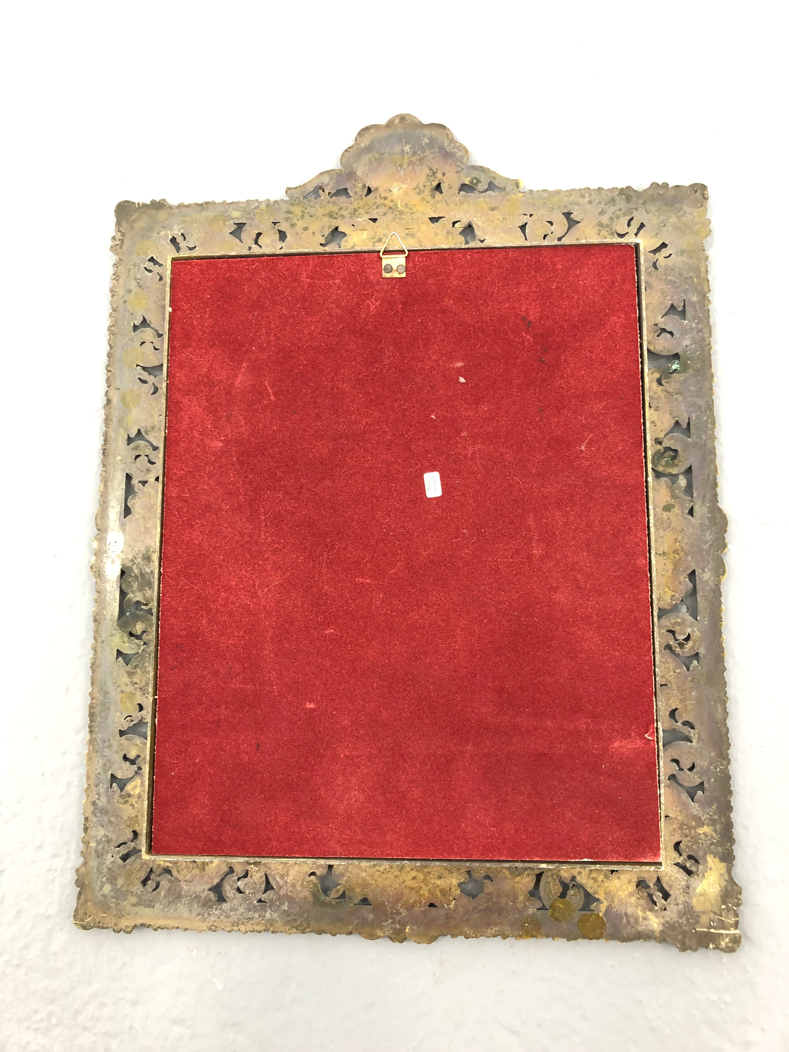 Vintage wall mirror t brass frame, italy, 1950 s