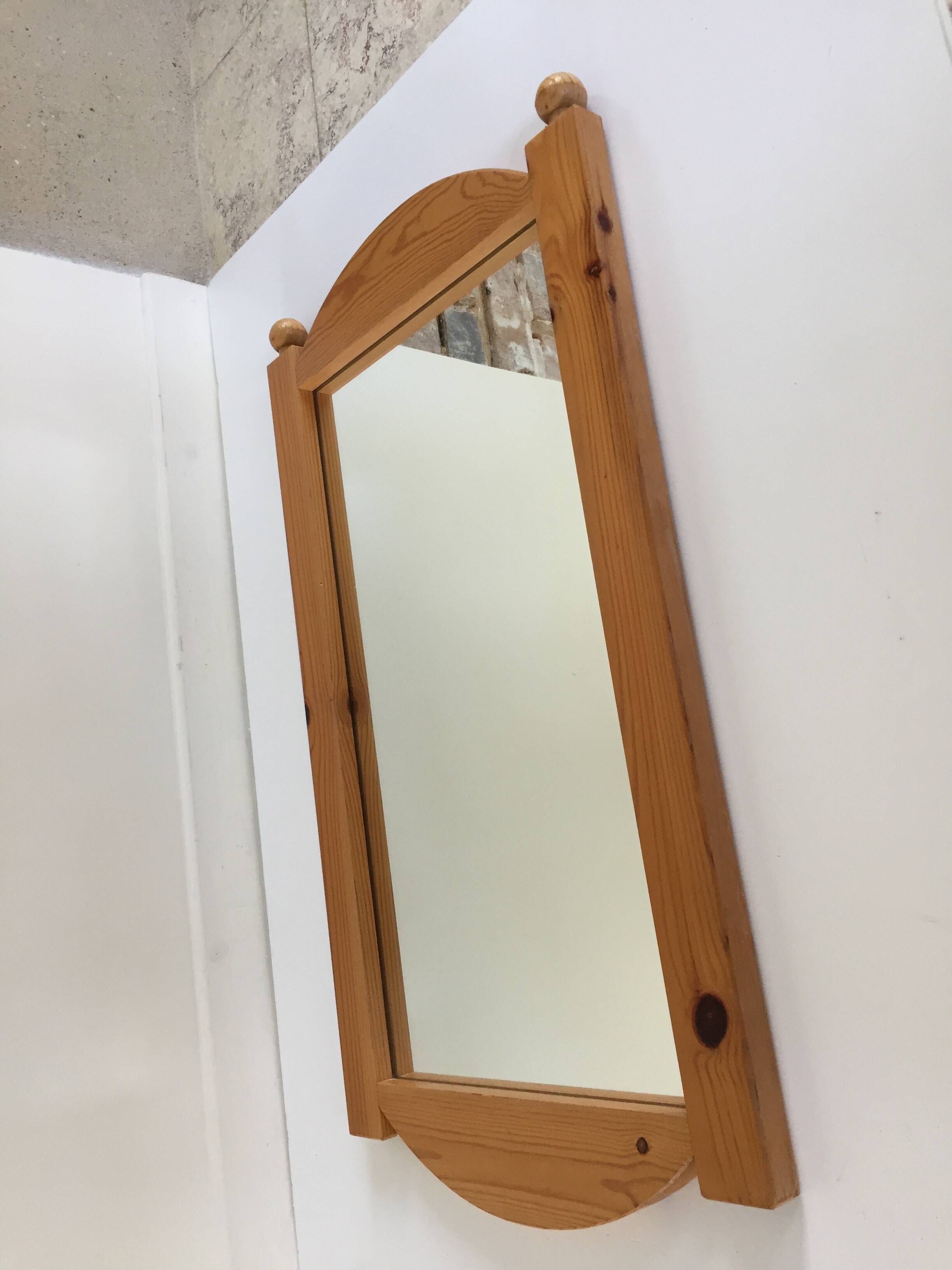 Miroir mural pin massif vintage