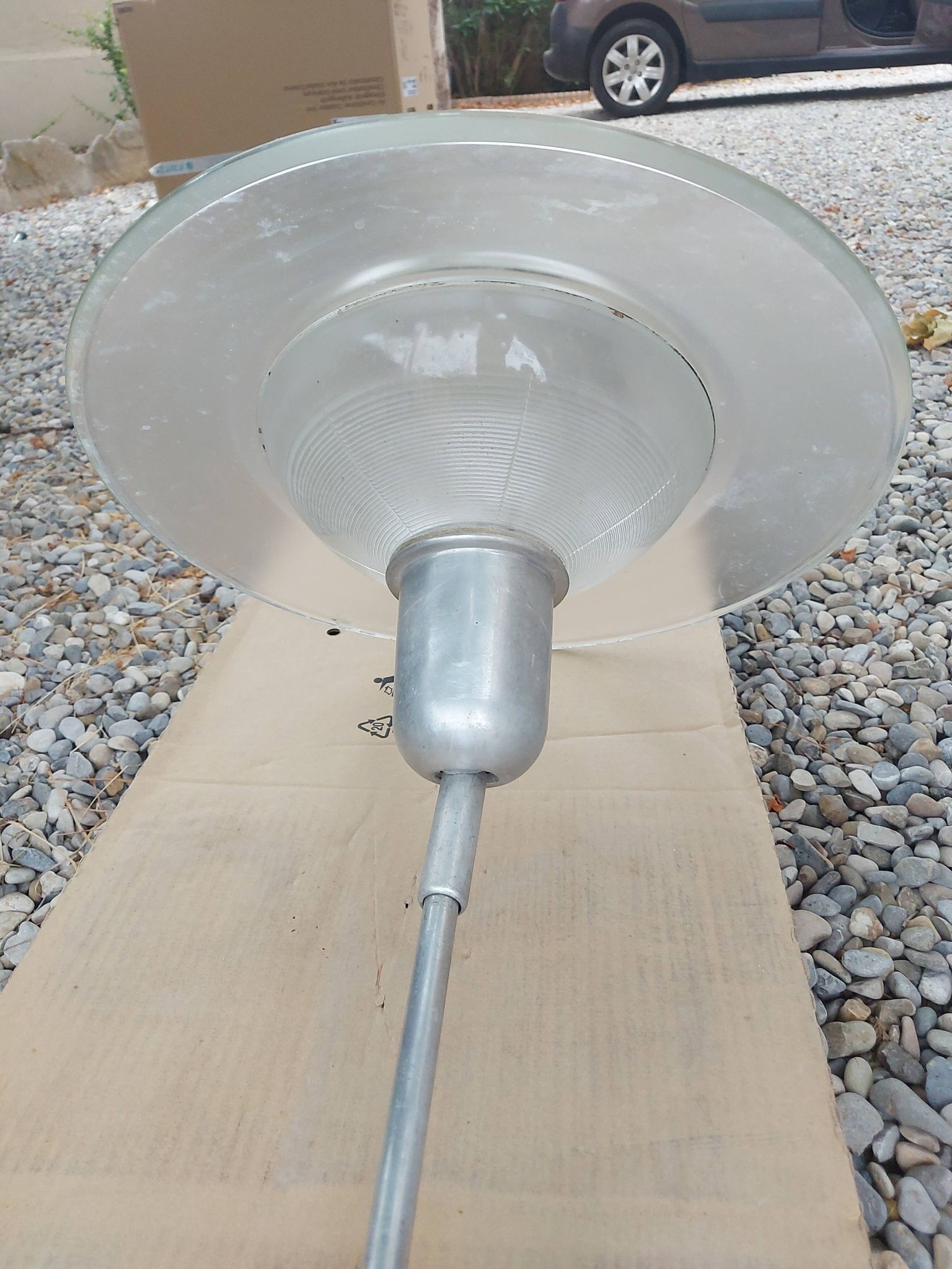 Holophane art deco glass pendant light