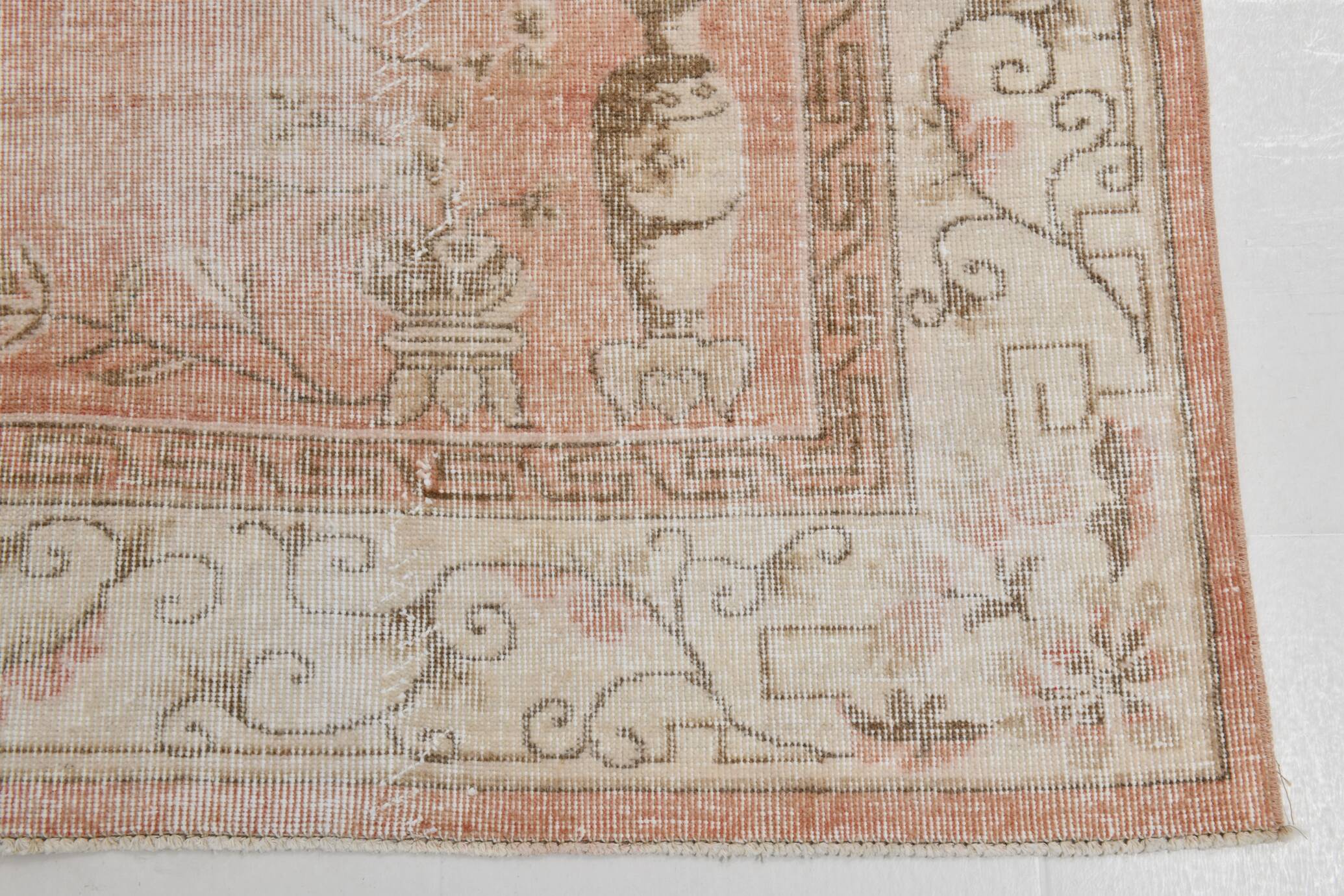 7x10 Pale Red & Beige Large Turkish Area Rug, 210x306Cm