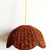 Pair of wicker flower hanging baskets