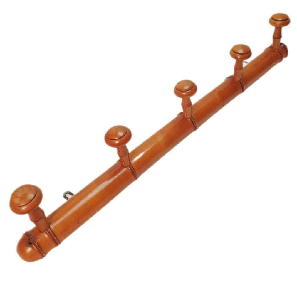 Bamboo style 5 hook coat rack