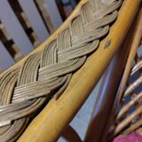 Vintage rattan armchair Mélarti (Emmanuelle style) + custom cushion