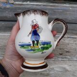 Pot a lait vintage céramique style breton marqué Arcachon