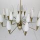 Italian mid-century modern brass and opaline glass chandelier, 1960