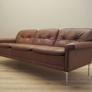 Brown leather sofa, Danish design, 1960s, manufactured by AS Vejen Polstermøbe