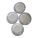 4 vintage porcelain dessert plates with blue border