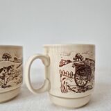 Set of 2 vintage stoneware mugs "English Countryside" - KilnCraft England