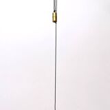 White Ceramic and Brass Adjustable Pendant Lamp, Italy