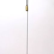 White Ceramic and Brass Adjustable Pendant Lamp, Italy