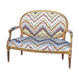 Louis XVI-style carved and lase-style wooden bench