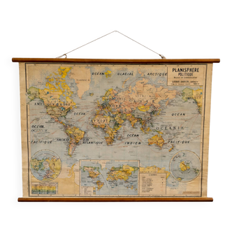 Vintage political wall map, school map 1961 (large format)
