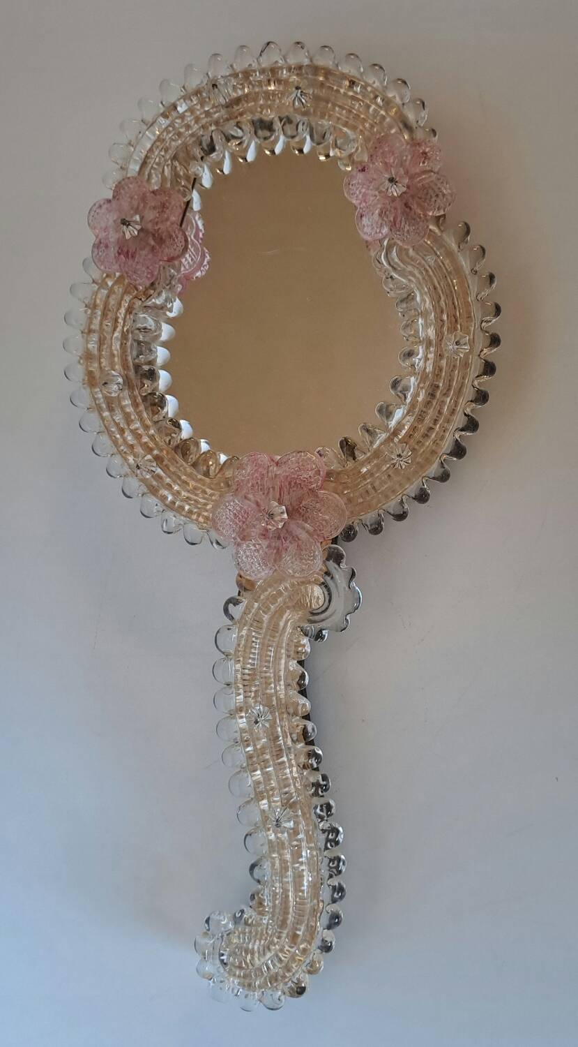 Venetian hand-held vanity mirror